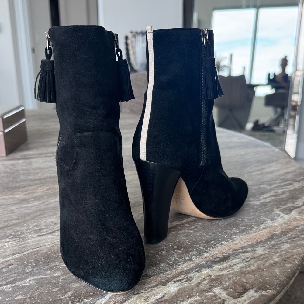 SJP by Sarah Jessica Parker Black Suede Heeled Boots - Size 36.5